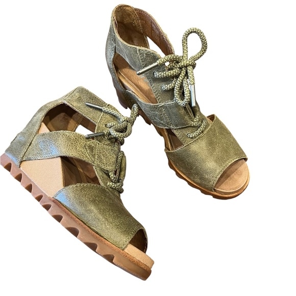 SOREL Olive‎ Drab Joanie Lace Wedge Sandal - Picture 2 of 8